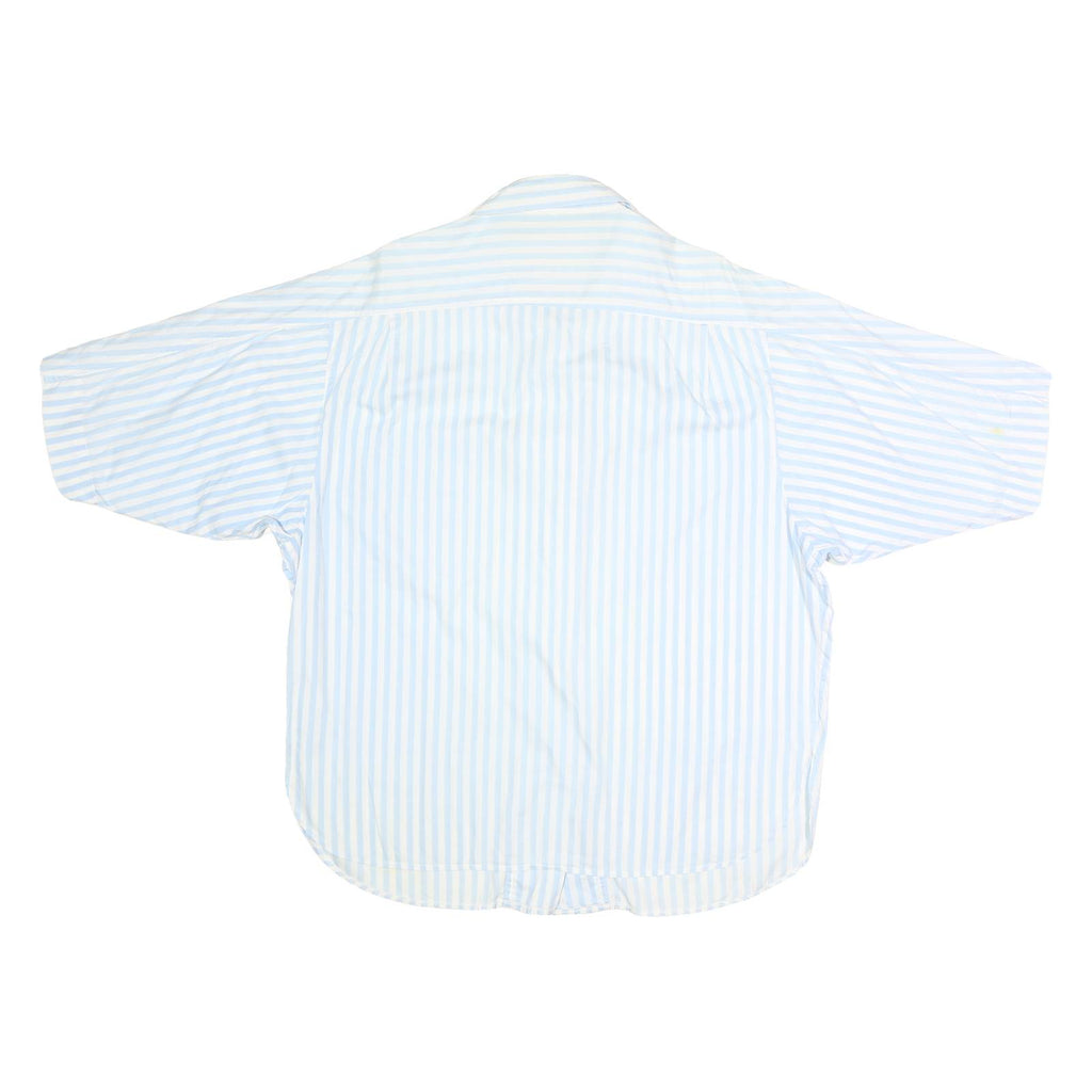 Womens Blue & White Striped Shirt L Cotton Blend Casual Timeless Style Relaxed