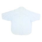 Womens Blue & White Striped Shirt L Cotton Blend Casual Timeless Style Relaxed