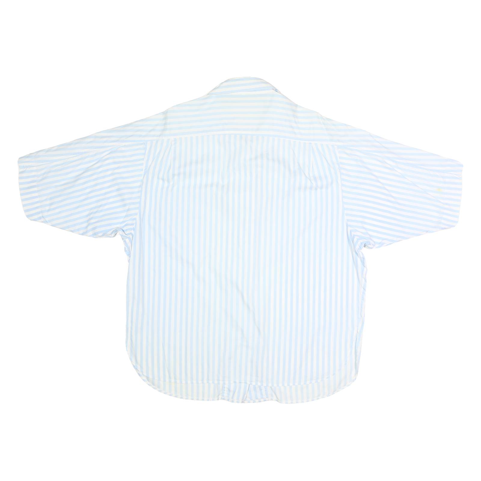 Womens Blue & White Striped Shirt L Cotton Blend Casual Timeless Style Relaxed