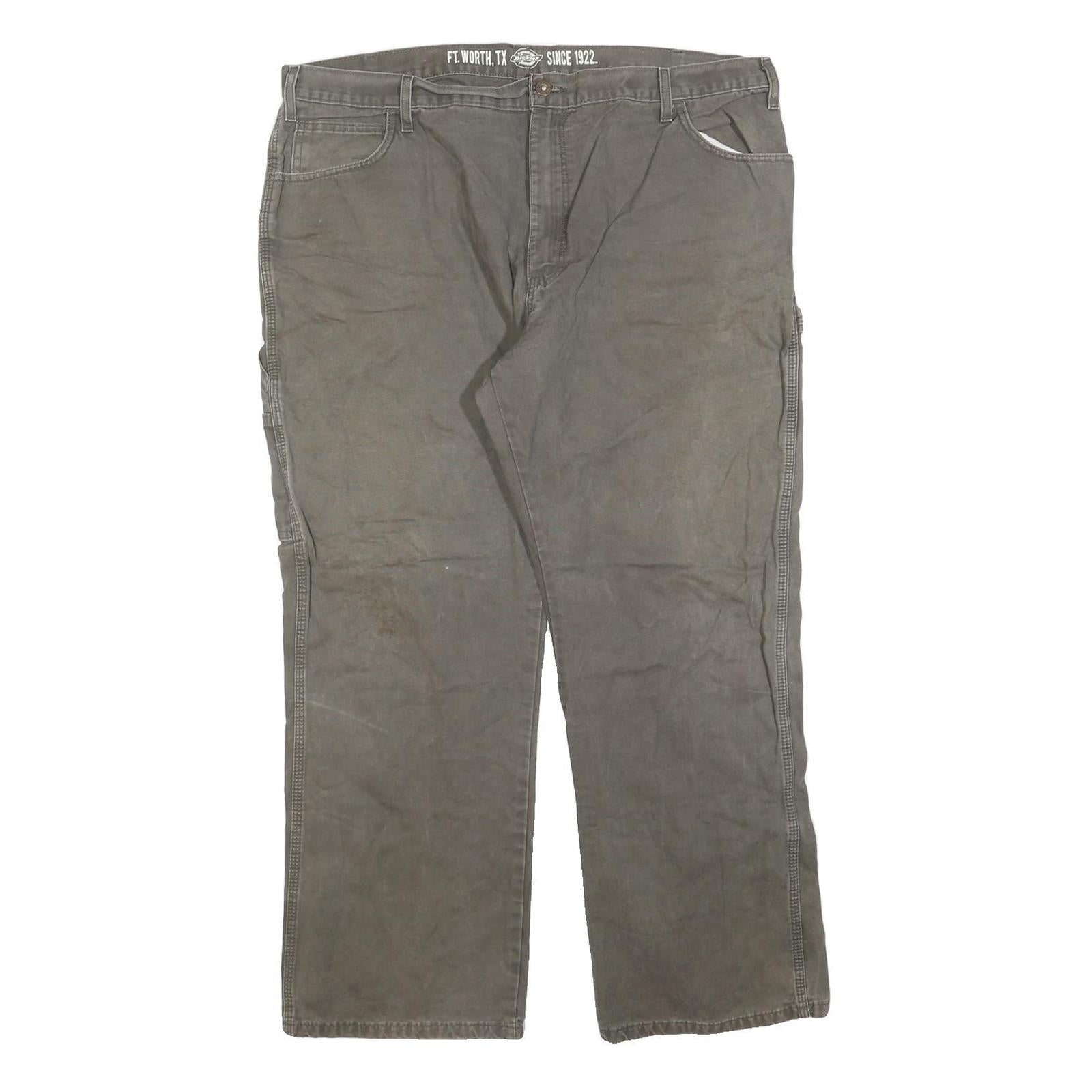 DICKIES Mens Cotton Blend Relaxed Workwear Trousers W40 L30 Utility Zip