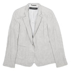 ZARA Womens Grey Button Jacket UK 6 Woven Classic Blazer Lightweight Formal