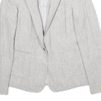 ZARA Womens Grey Button Jacket UK 6 Woven Classic Blazer Lightweight Formal