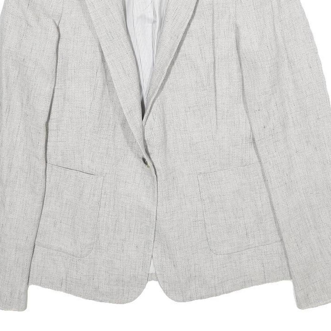 ZARA Womens Grey Button Jacket UK 6 Woven Classic Blazer Lightweight Formal