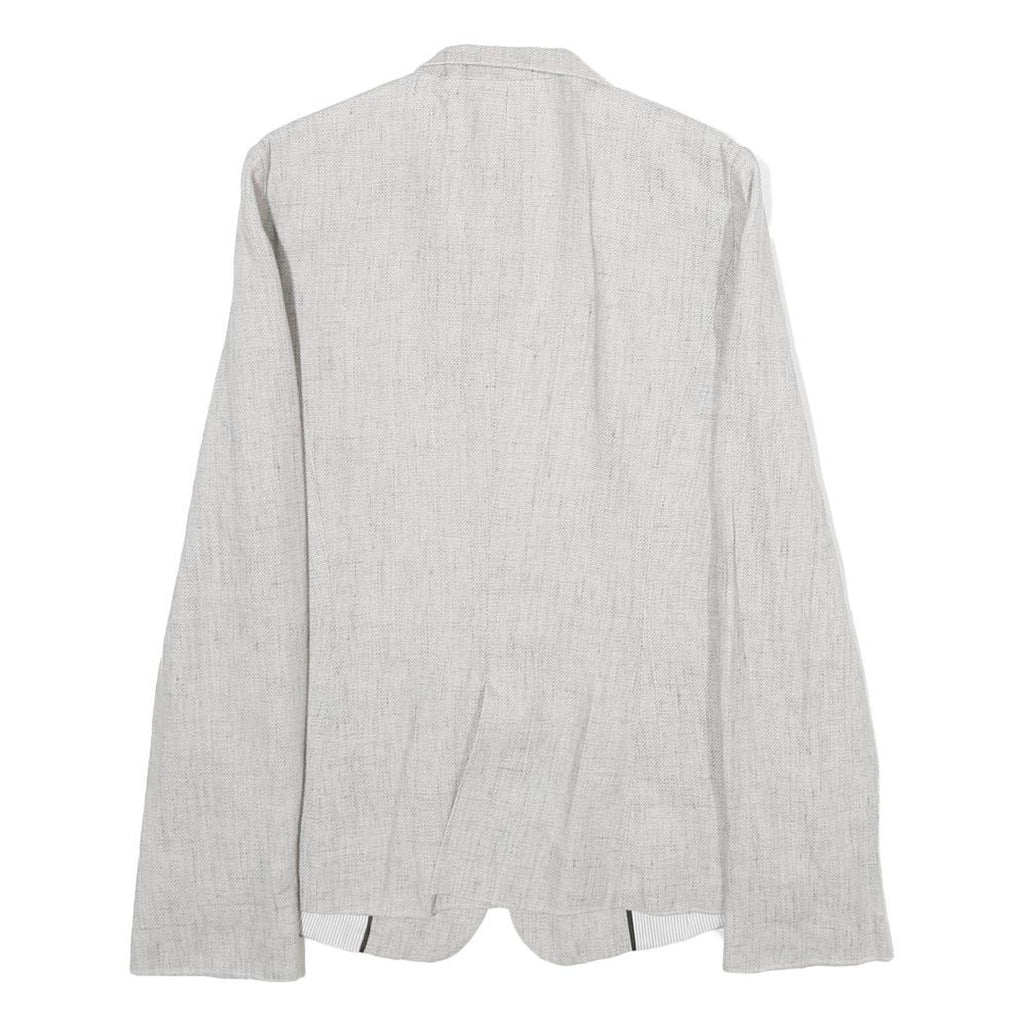 ZARA Womens Grey Button Jacket UK 6 Woven Classic Blazer Lightweight Formal