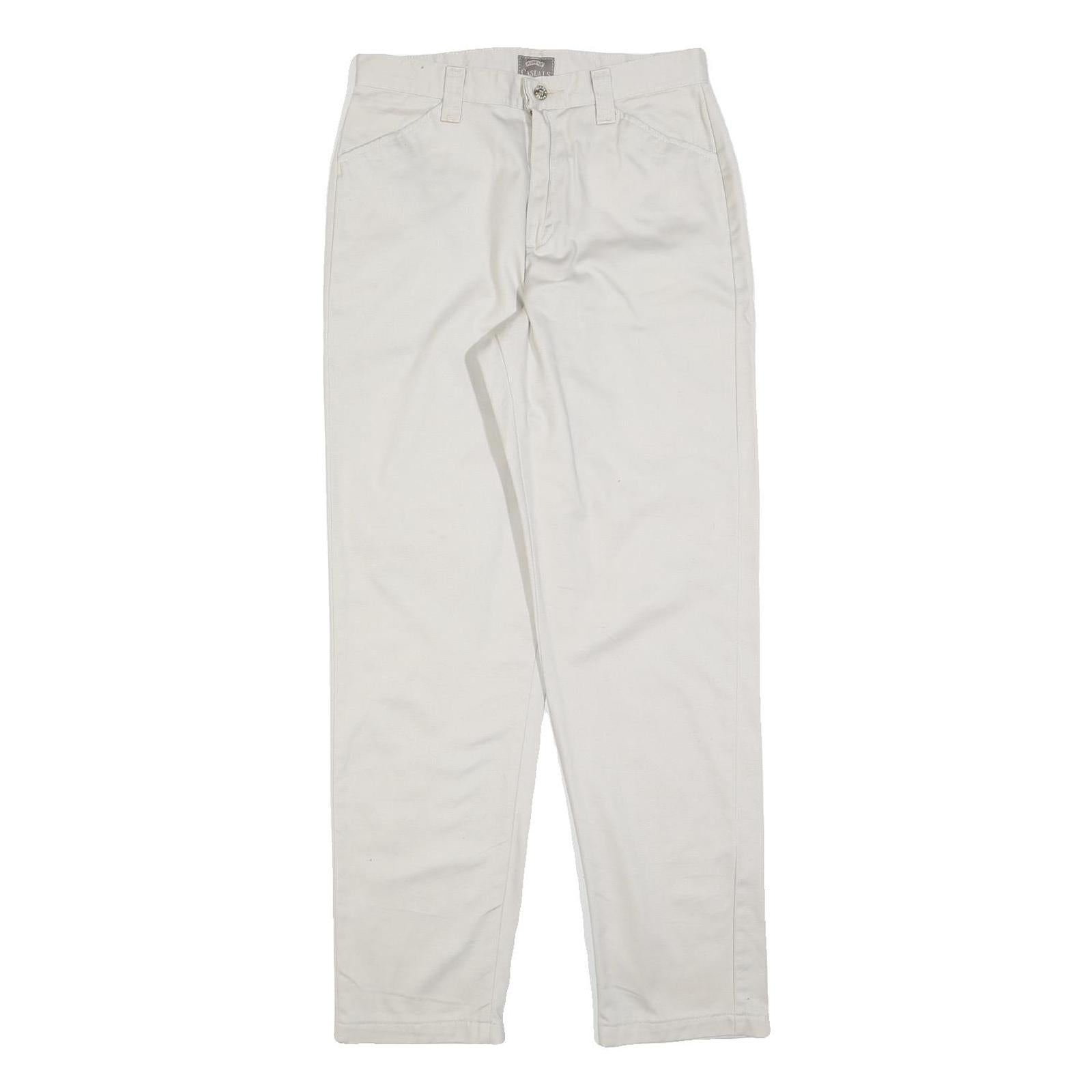 RIDERS Mens Cotton Blend White Regular Fit Straight Leg Trousers W28 L30 Casual