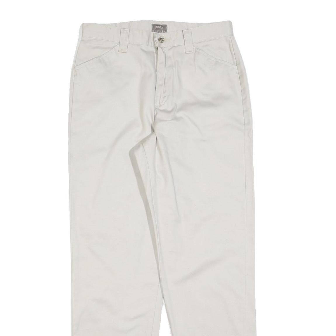 RIDERS Mens Cotton Blend White Regular Fit Straight Leg Trousers W28 L30 Casual