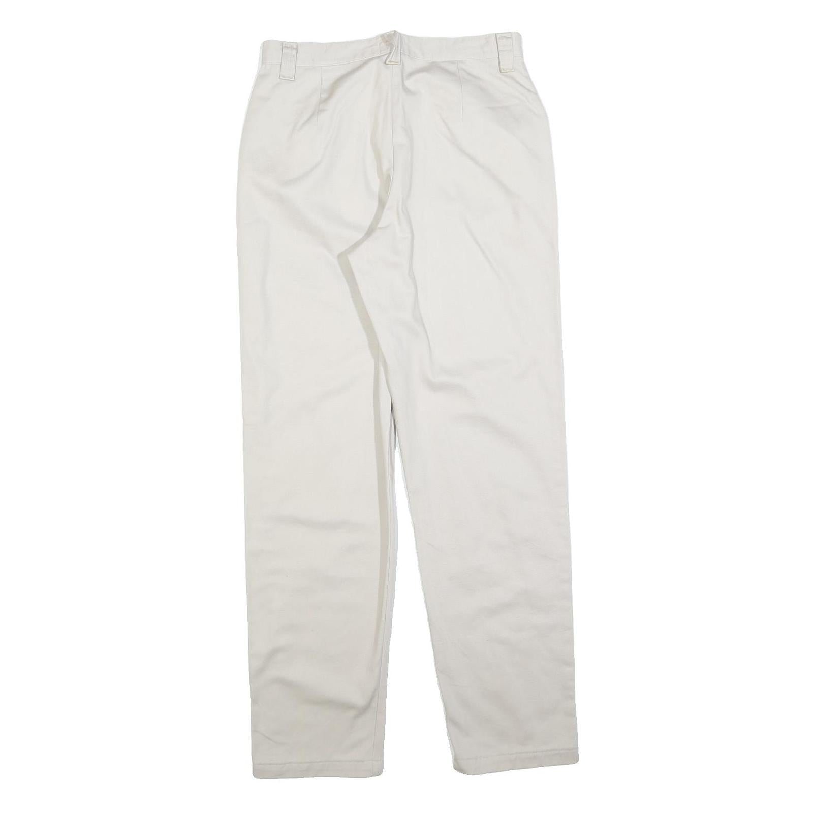 RIDERS Mens Cotton Blend White Regular Fit Straight Leg Trousers W28 L30 Casual