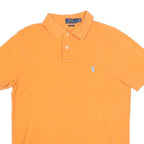 POLO RALPH LAUREN Mens Orange Short Sleeve Plain L Cotton Blend Polo Shirt