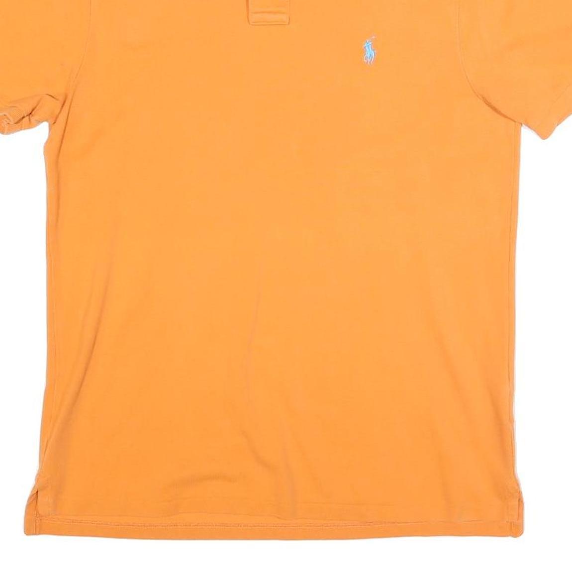 POLO RALPH LAUREN Mens Orange Short Sleeve Plain L Cotton Blend Polo Shirt