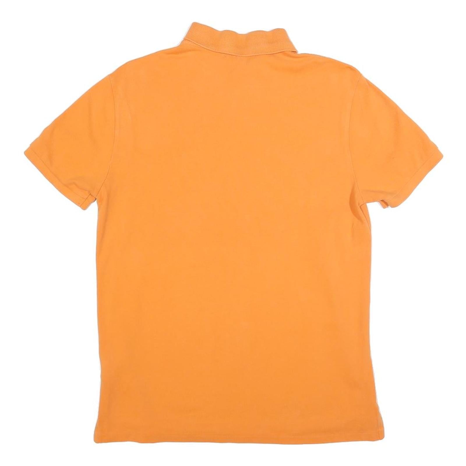 POLO RALPH LAUREN Mens Orange Short Sleeve Plain L Cotton Blend Polo Shirt