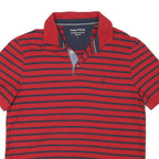 NAUTICA Mens Red & Navy Striped Short Sleeve Polo Shirt L Classic Fit Cotton