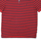 NAUTICA Mens Red & Navy Striped Short Sleeve Polo Shirt L Classic Fit Cotton