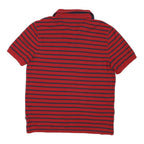 NAUTICA Mens Red & Navy Striped Short Sleeve Polo Shirt L Classic Fit Cotton