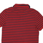 NAUTICA Mens Red & Navy Striped Short Sleeve Polo Shirt L Classic Fit Cotton