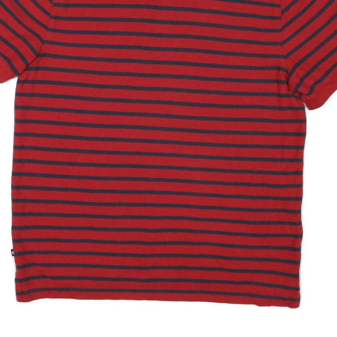 NAUTICA Mens Red & Navy Striped Short Sleeve Polo Shirt L Classic Fit Cotton