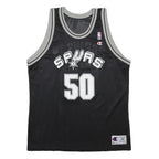 CHAMPION Mens Black Spurs #50 Basketball Jersey XL Sleeveless Crew Neck NBA