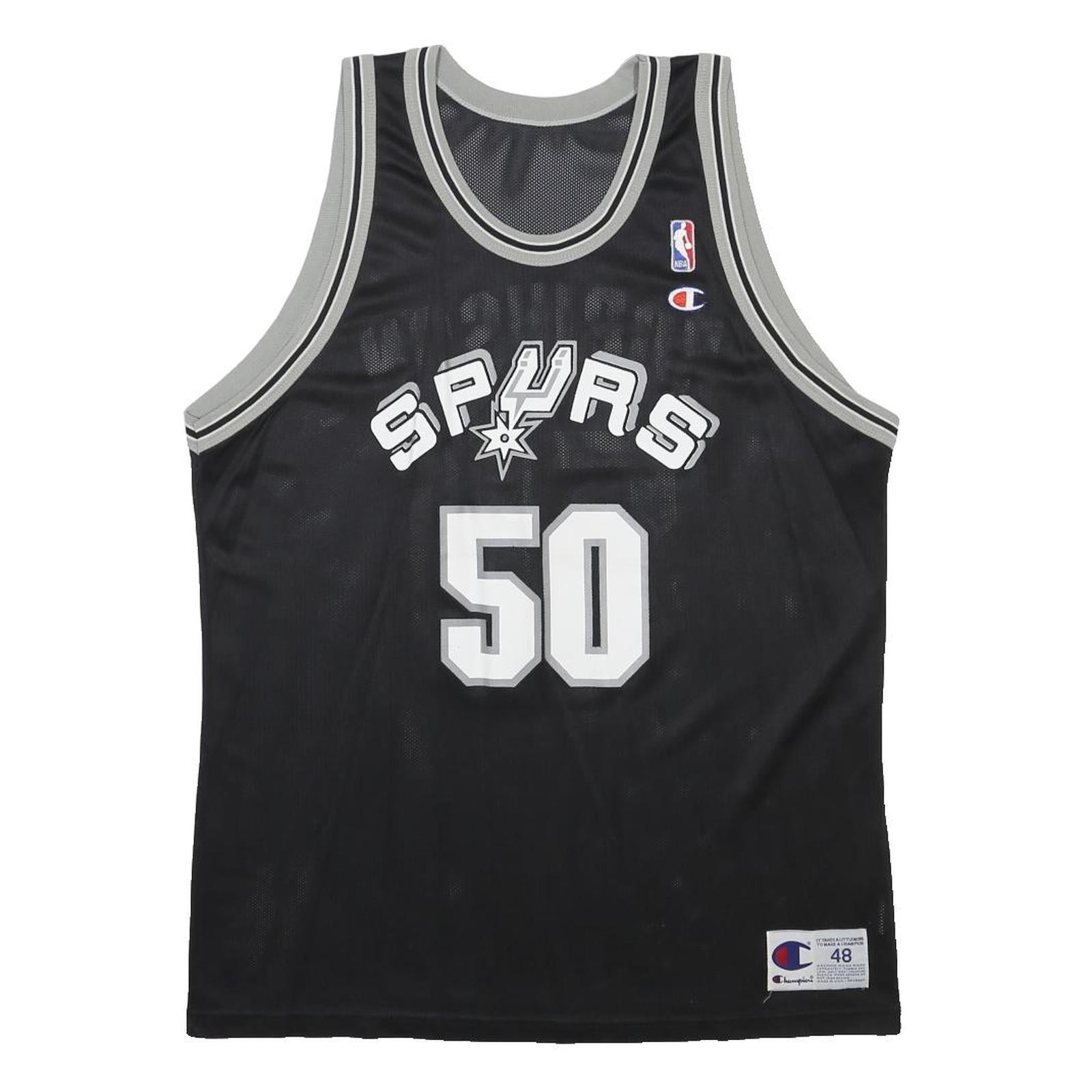 CHAMPION Mens Black Spurs #50 Basketball Jersey XL Sleeveless Crew Neck NBA