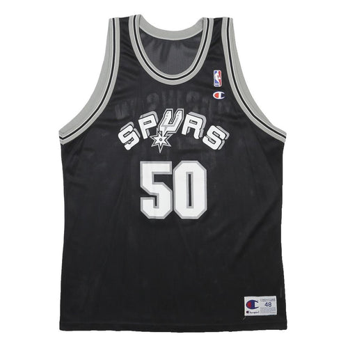 CHAMPION Mens Black Spurs #50 Basketball Jersey XL Sleeveless Crew Neck NBA