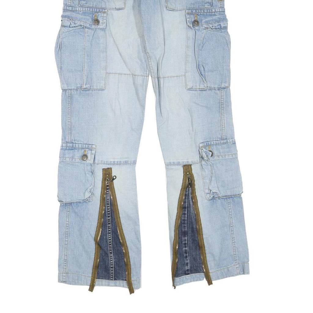 Womens Regular Fit Blue Denim Jeans Cotton Blend Button W32 L33 Cargo Stylish