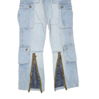 Womens Regular Fit Blue Denim Jeans Cotton Blend Button W32 L33 Cargo Stylish