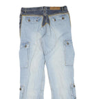 Womens Regular Fit Blue Denim Jeans Cotton Blend Button W32 L33 Cargo Stylish