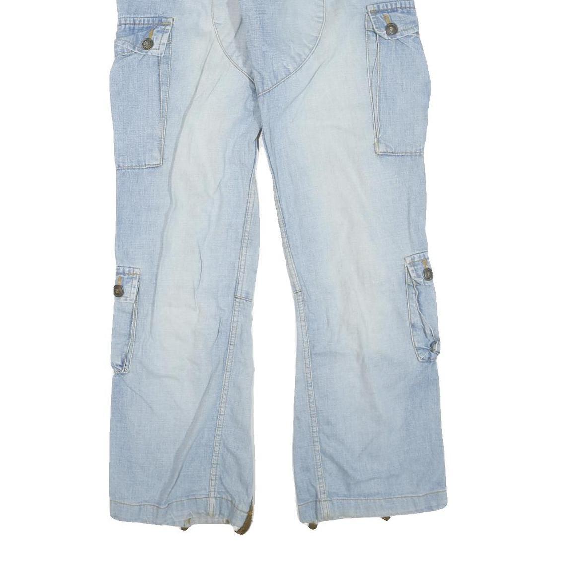 Womens Regular Fit Blue Denim Jeans Cotton Blend Button W32 L33 Cargo Stylish