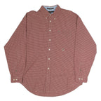 TOMMY HILFIGER Mens Red & White Check Shirt XL Button Down Long Sleeve Classic