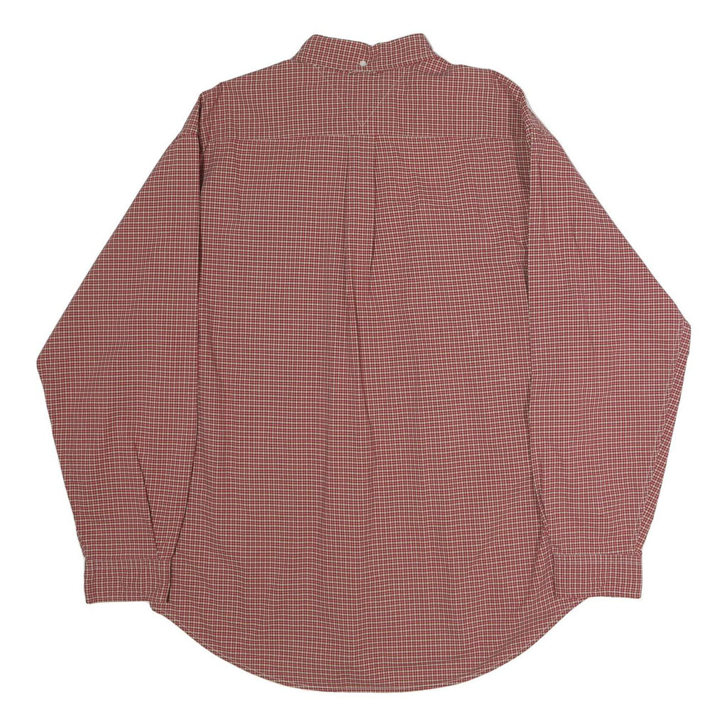 TOMMY HILFIGER Mens Red & White Check Shirt XL Button Down Long Sleeve Classic