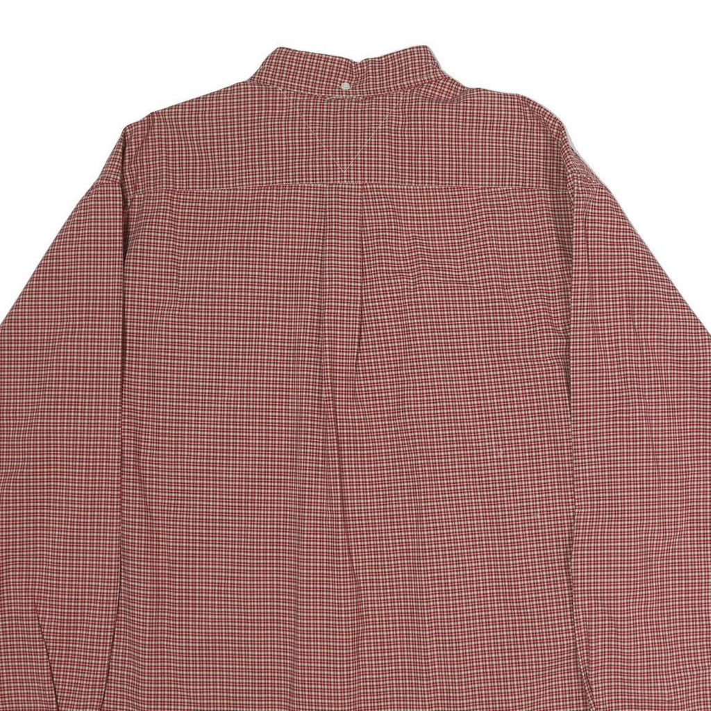 TOMMY HILFIGER Mens Red & White Check Shirt XL Button Down Long Sleeve Classic