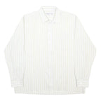 ROBERTO D'ANGELO Mens White & Beige Striped Shirt XL Classic Cotton Blend Button