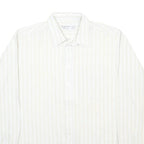 ROBERTO D'ANGELO Mens White & Beige Striped Shirt XL Classic Cotton Blend Button