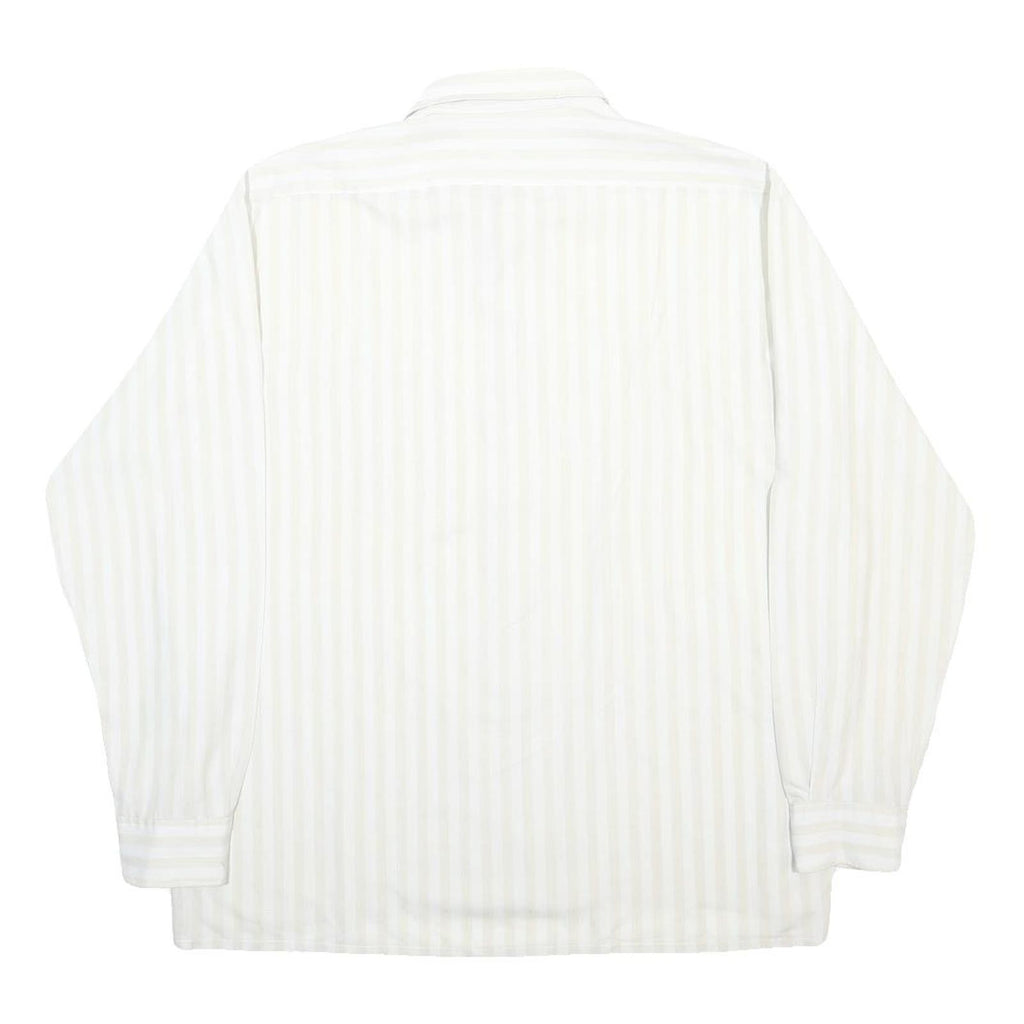 ROBERTO D'ANGELO Mens White & Beige Striped Shirt XL Classic Cotton Blend Button
