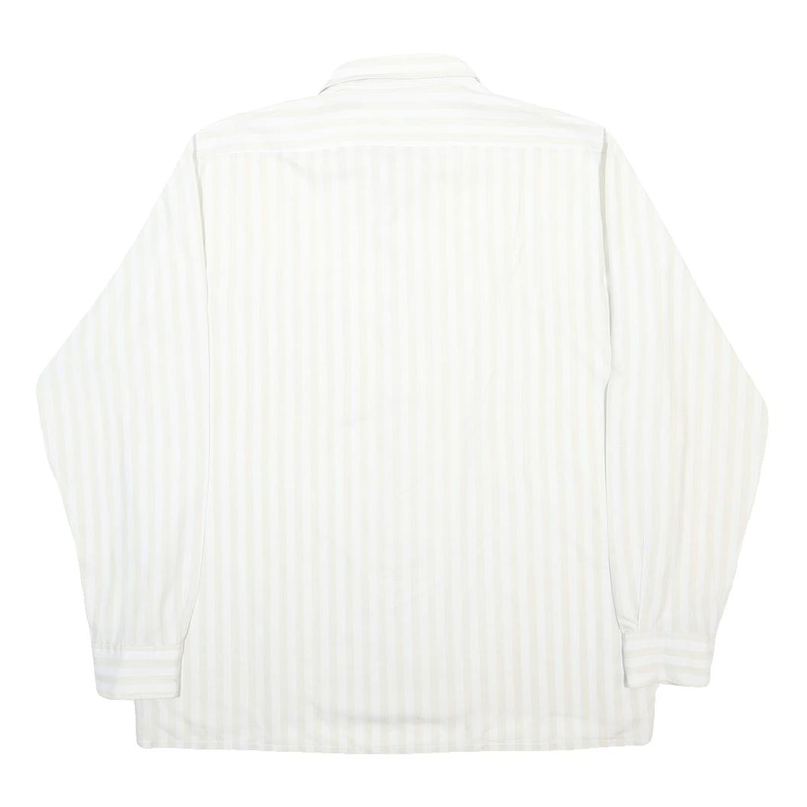 ROBERTO D'ANGELO Mens White & Beige Striped Shirt XL Classic Cotton Blend Button