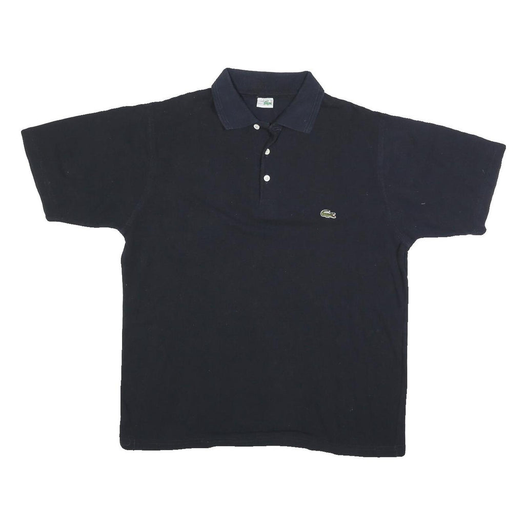 LACOSTE Mens Black & Navy Short Sleeve Plain Polo Shirt M Cotton Blend Classic