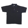 LACOSTE Mens Black & Navy Short Sleeve Plain Polo Shirt M Cotton Blend Classic