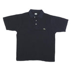 LACOSTE Mens Black & Navy Short Sleeve Plain Polo Shirt M Cotton Blend Classic