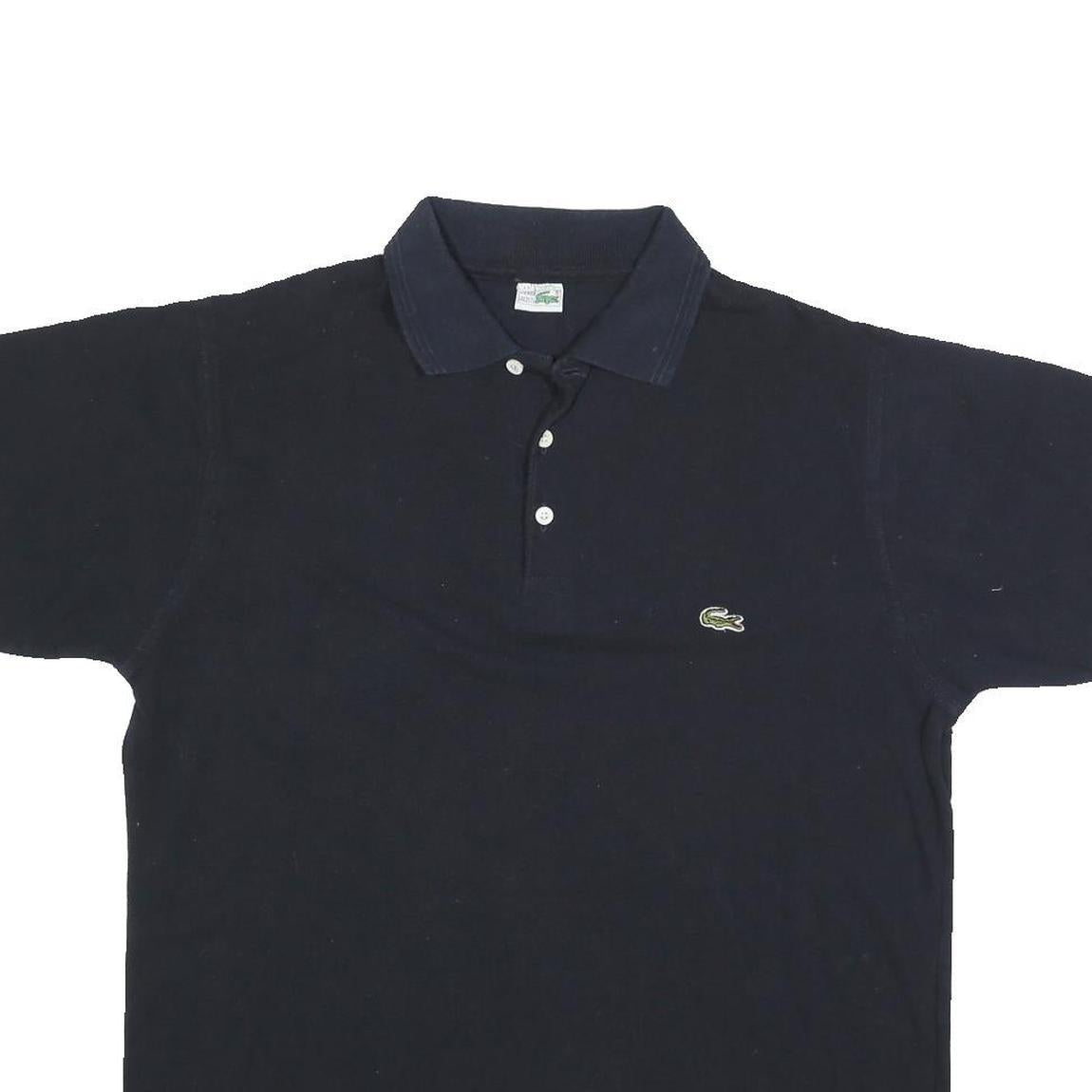 LACOSTE Mens Black & Navy Short Sleeve Plain Polo Shirt M Cotton Blend Classic