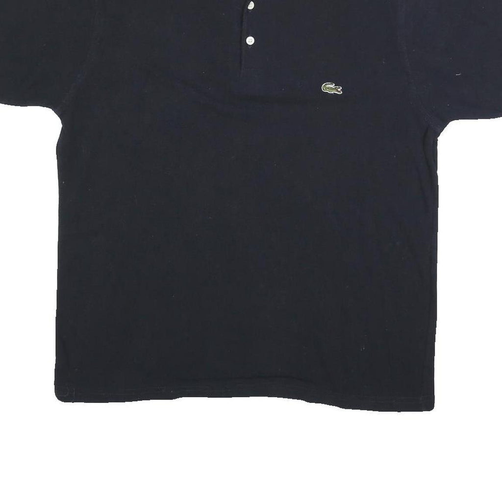 LACOSTE Mens Black & Navy Short Sleeve Plain Polo Shirt M Cotton Blend Classic