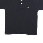 LACOSTE Mens Black & Navy Short Sleeve Plain Polo Shirt M Cotton Blend Classic