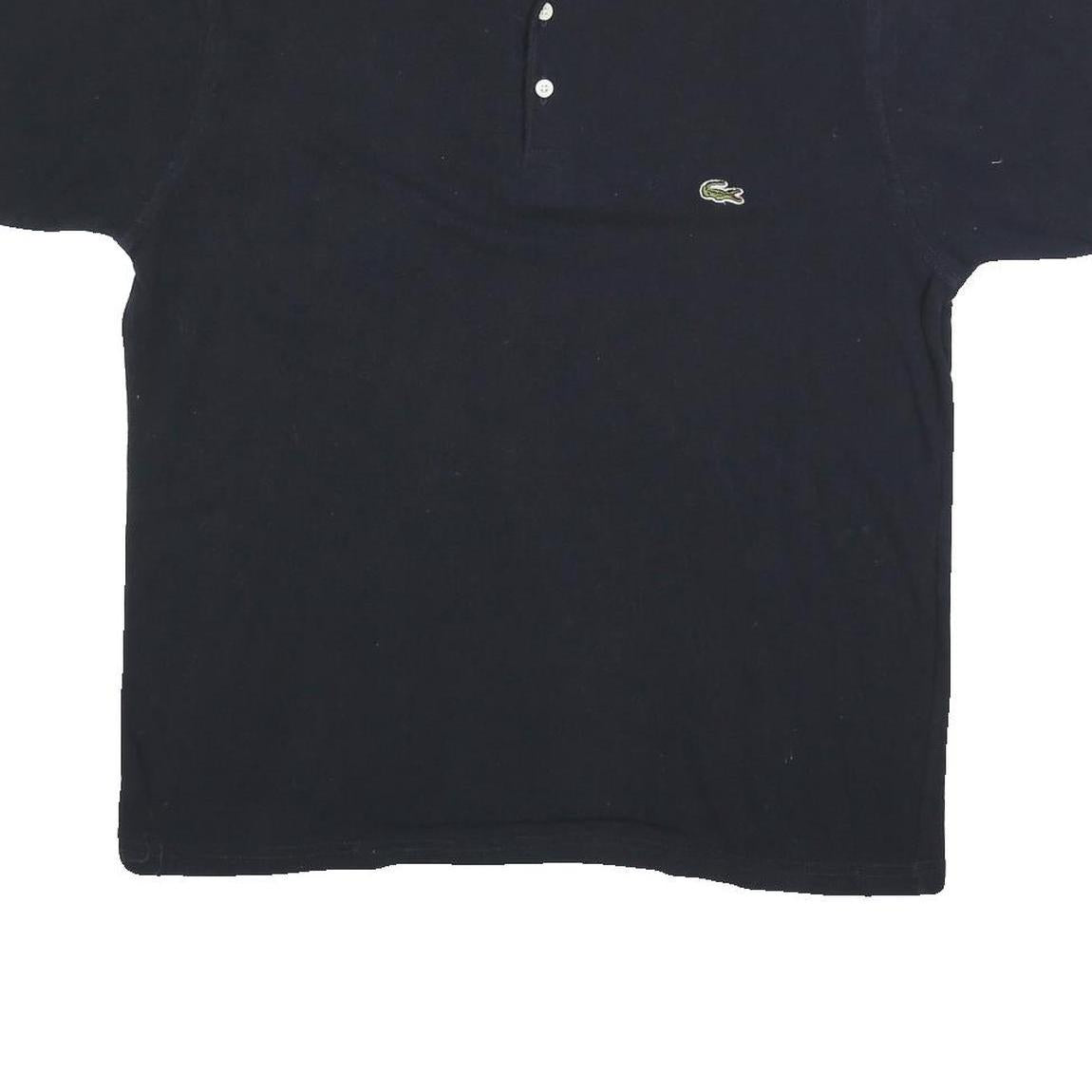 LACOSTE Mens Black & Navy Short Sleeve Plain Polo Shirt M Cotton Blend Classic