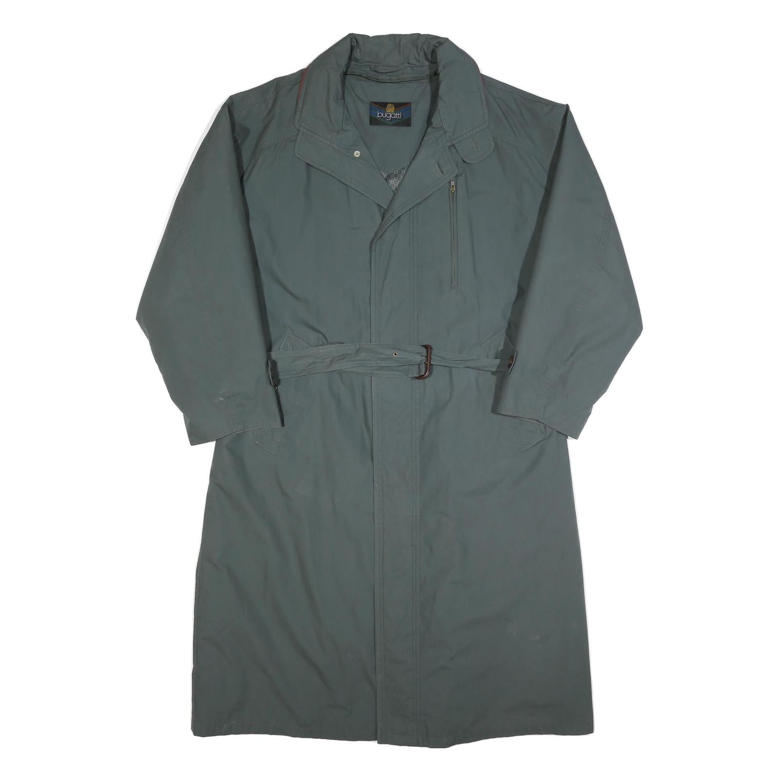 BUGATTI Mens Grey Button Coat L Polyester Blend Plain Classic Outerwear