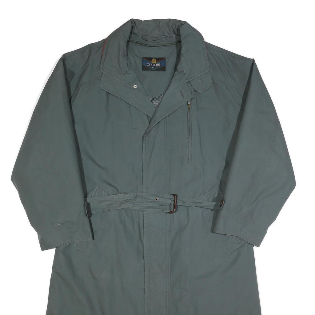 BUGATTI Mens Grey Button Coat L Polyester Blend Plain Classic Outerwear