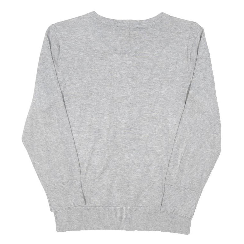 DKNY Womens Grey Plain Cotton Blend Pullover Crew Neck Basic Knit M Lightweight
