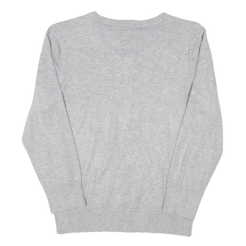 DKNY Womens Grey Plain Cotton Blend Pullover Crew Neck Basic Knit M Lightweight