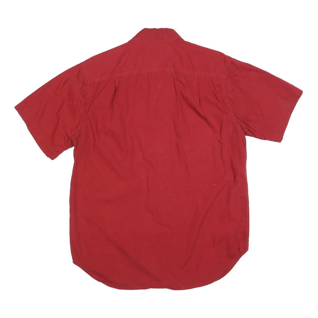 SCHMIDT Mens Red Casual Shirt M Cotton Blend Button Fastening Short Sleeve