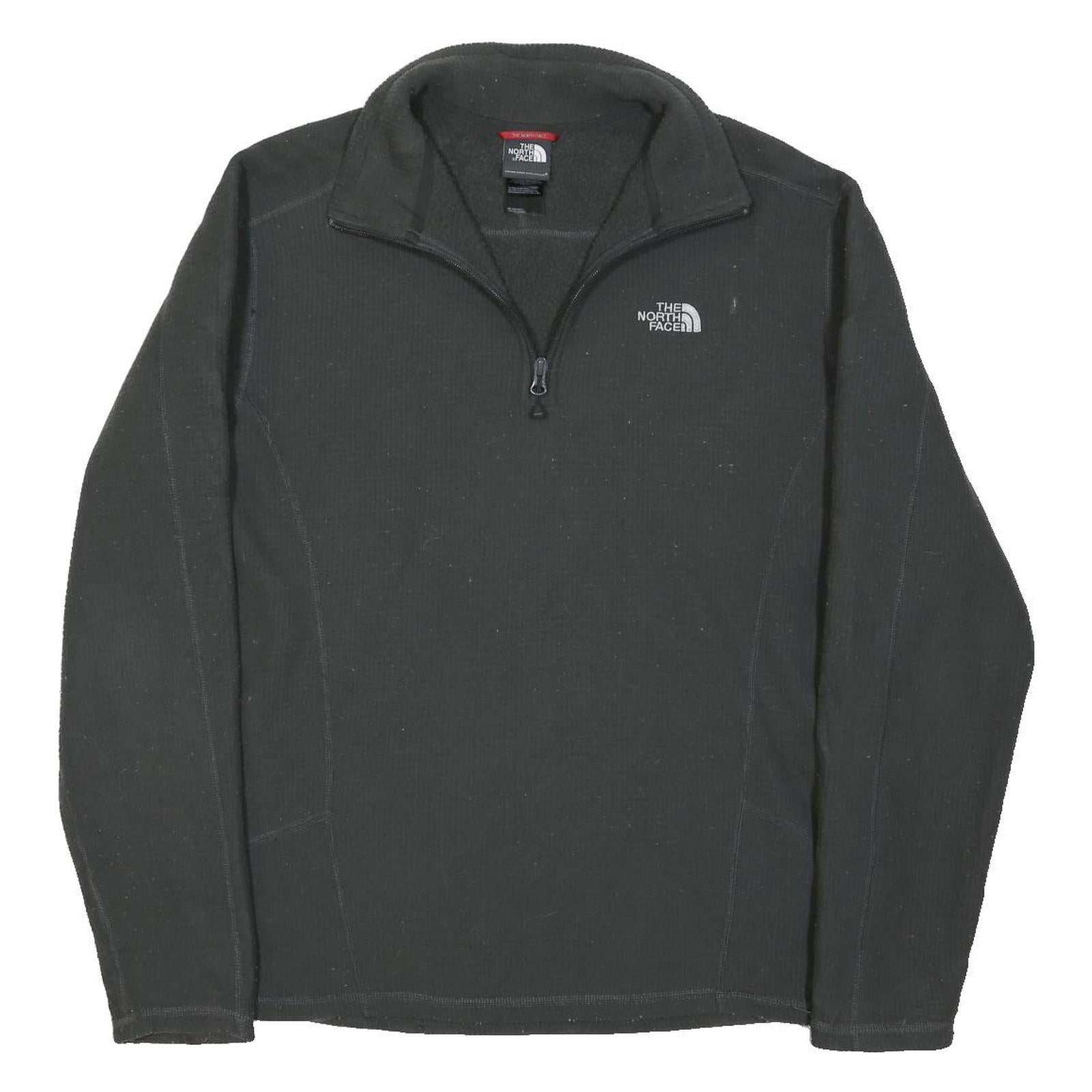 THE NORTH FACE Mens Black Pullover Plain 1/4 Zip Cotton Blend Jumper M