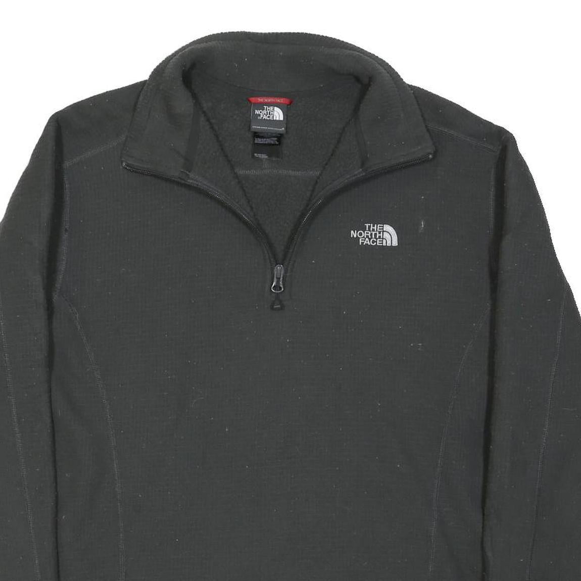 THE NORTH FACE Mens Black Pullover Plain 1/4 Zip Cotton Blend Jumper M