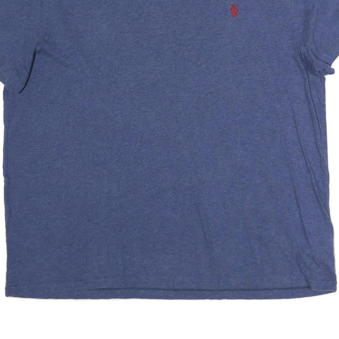 POLO RALPH LAUREN Mens Blue V-Neck T-Shirt XL Cotton Classic Fit Short Sleeve