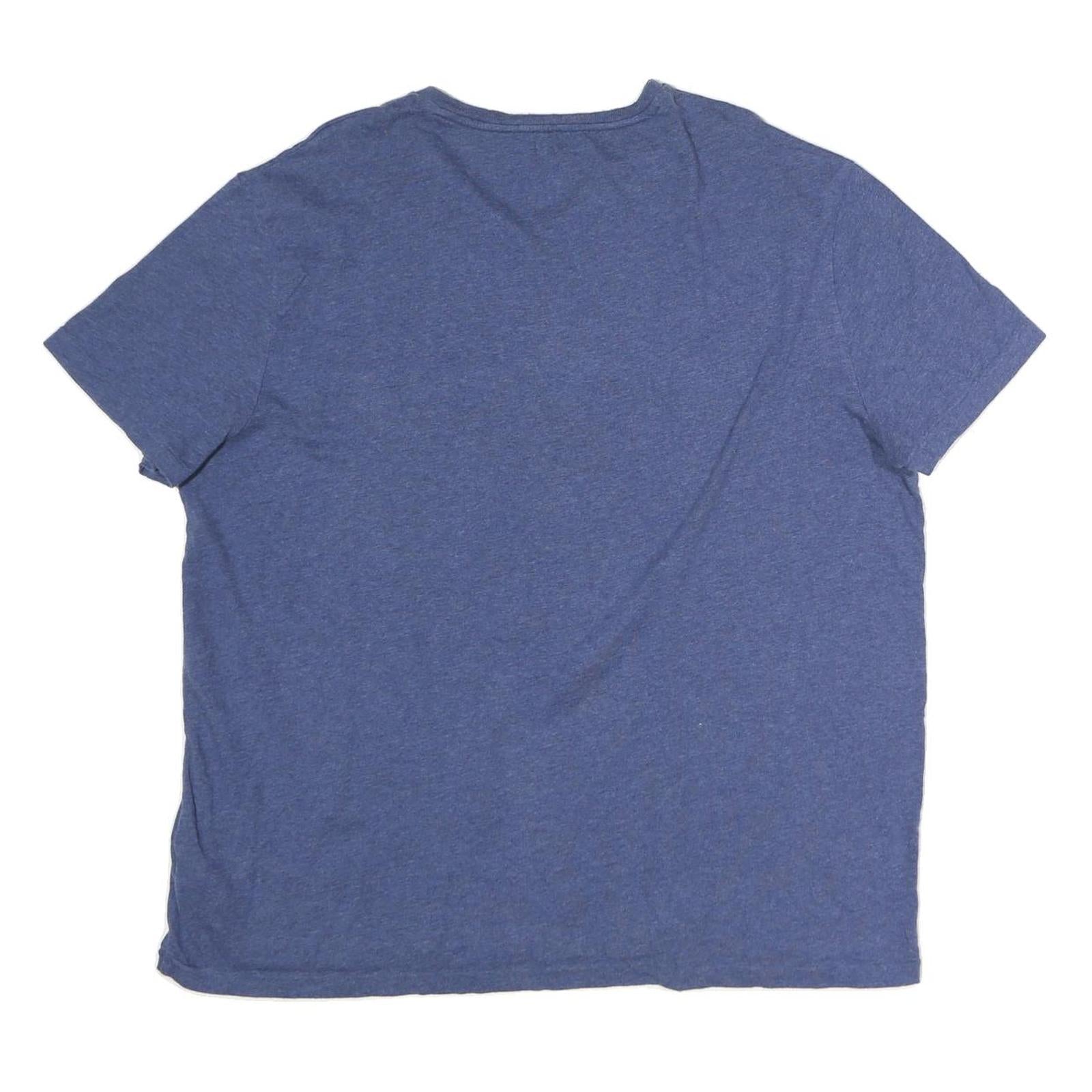 POLO RALPH LAUREN Mens Blue V-Neck T-Shirt XL Cotton Classic Fit Short Sleeve