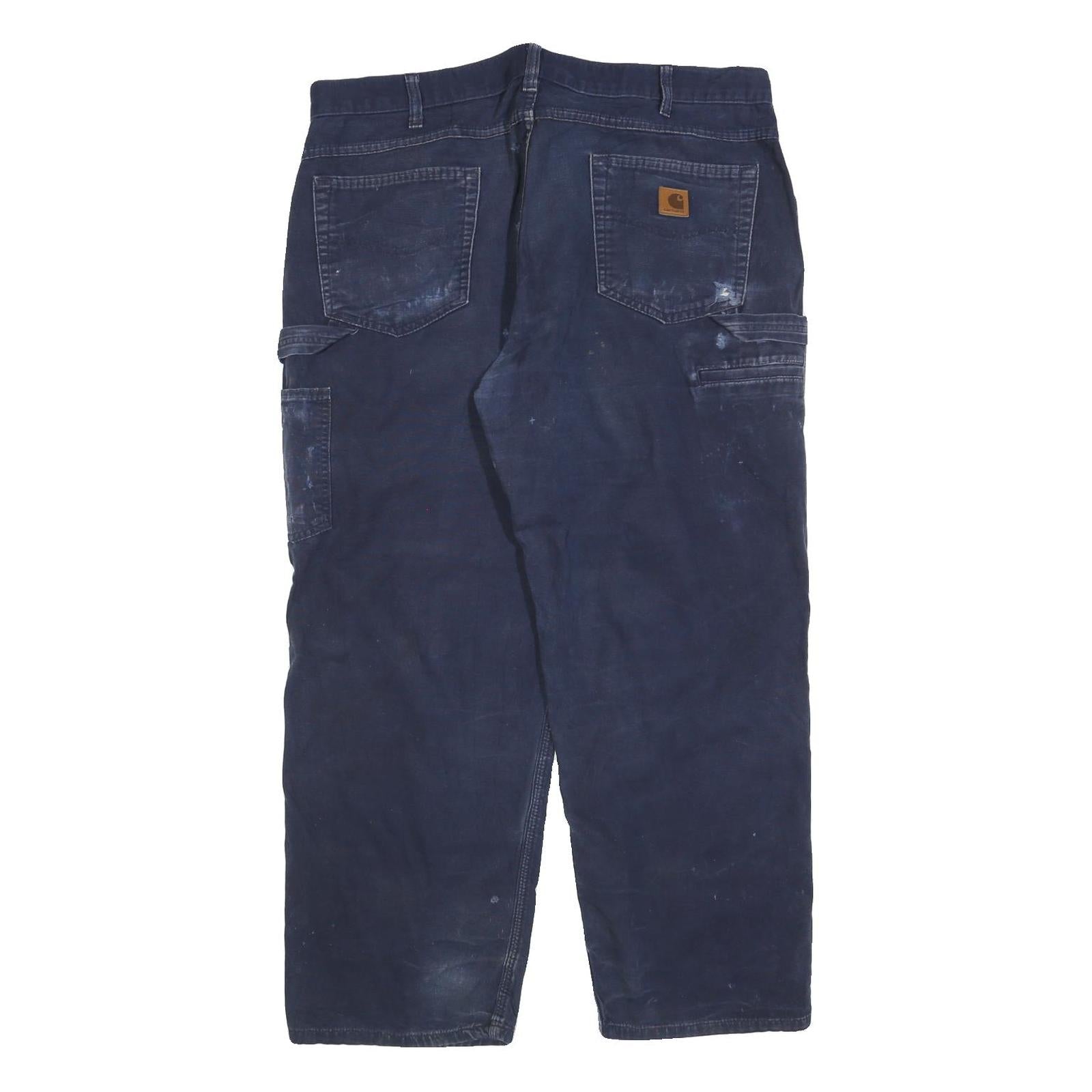 CARHARTT Mens Cotton Blend Blue Relaxed Straight Trousers W40 L30 Workwear